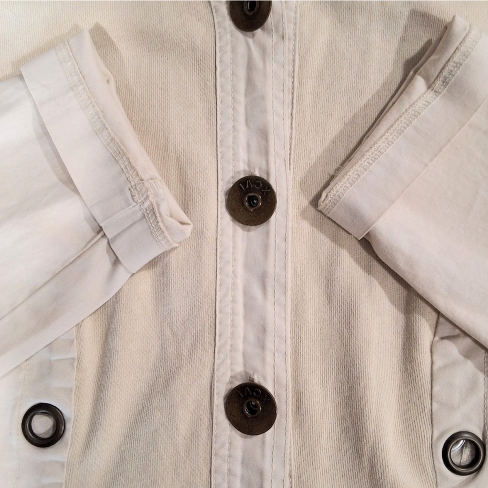 XCVI~Chic Womens~Cream~Hooded Jacket~Detachable Hood~Lightweight Cotton~SMALL - Picture 5 of 10